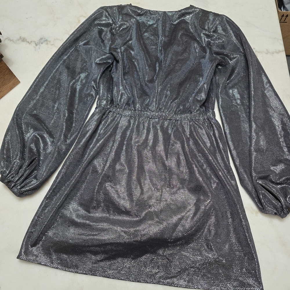 Ramy Brook Metallic Silver Long Sleeve Dress - Picture 5 of 7